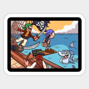 Pirate Kid Walking The Plank Sticker